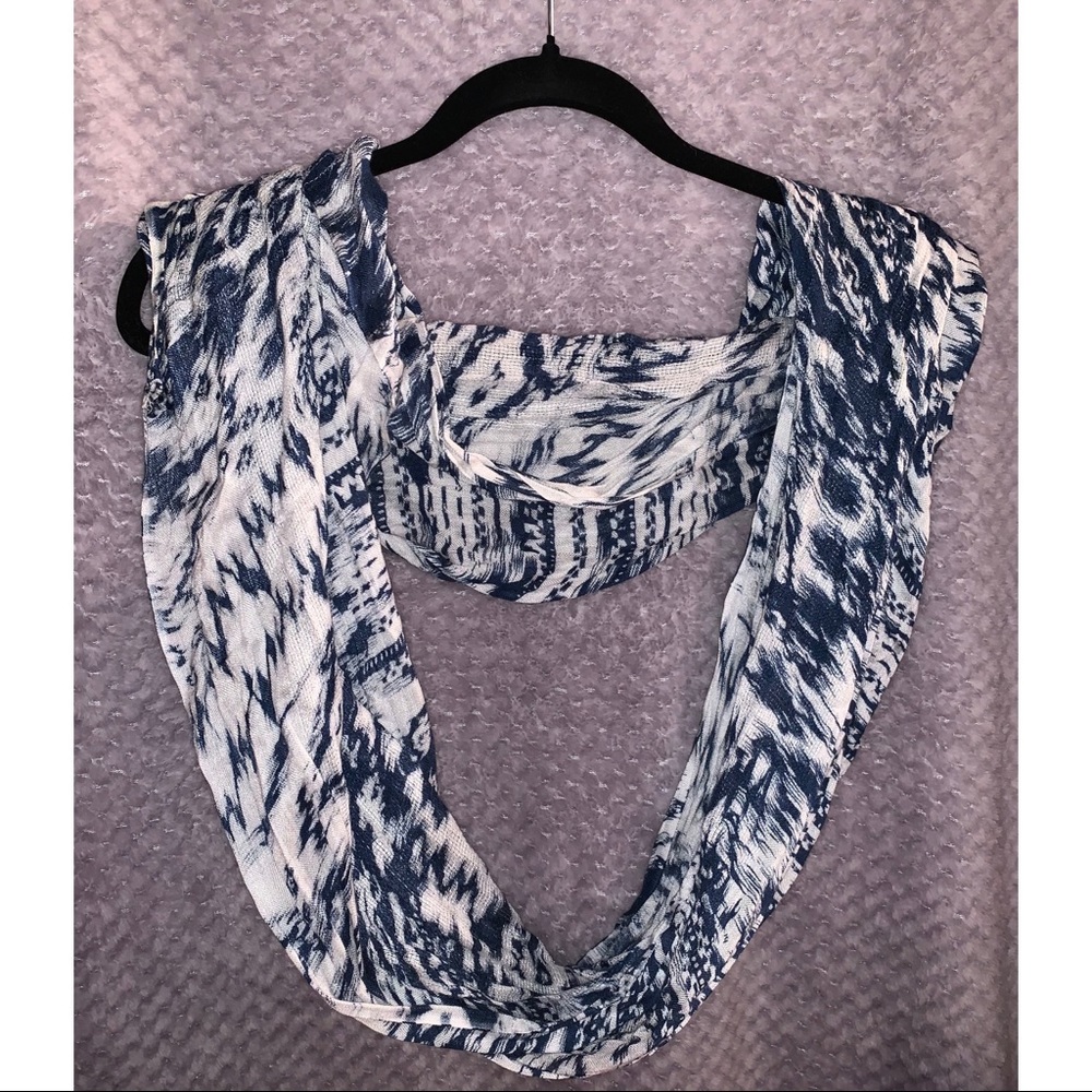 White and blue infinity scarf